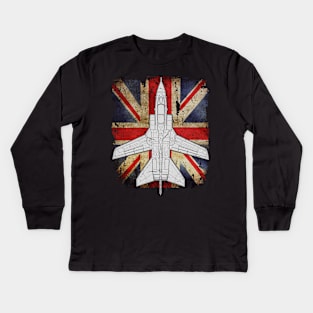 Tornado Jet Fighter Aircraft RAF Airplane Plane UK Union Jack Kids Long Sleeve T-Shirt